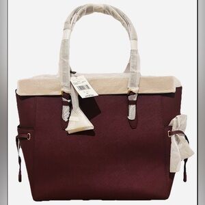 Michael Kors Gilly Large Saffiano Leather Tote Oxblood Burgundy NWT